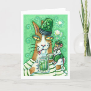 HISS N' FITZ CAT & RAT, CHEERS TO GREEN BEER FUNNY CARD