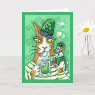 HISS N' FITZ CAT & RAT, CHEERS TO GREEN BEER FUNNY CARD