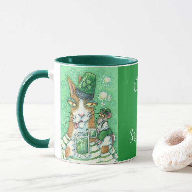 Hiss N' Fitz Cat Rat ST. PATRICK'S DAY COMBO MUG (With Donut)