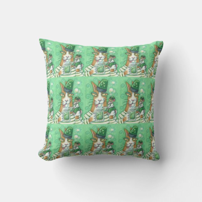 Hiss N' Fitz Cat Rat ST. PATRICKS DAY THROW PILLOW (Front)