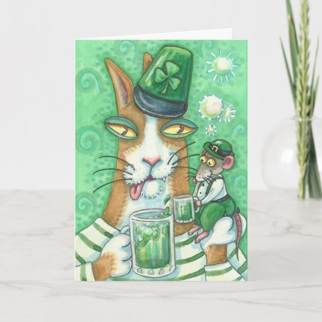 Hiss N' Fitz Cat ST. PATRICK'S DAY NOTE CARD LGE (Front)