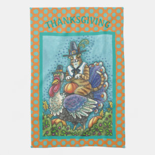 HISS N FITZ CAT, THANKSGIVING TURKEY KITCHEN TOWEL
