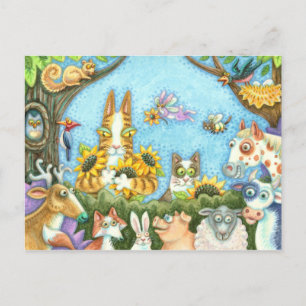 HISS N' FITZ CATS AND MENAGERIE OF FRIENDS, FUNNY POSTCARD
