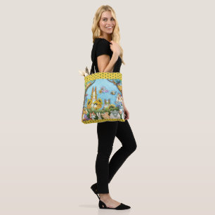 HISS N' FITZ CATS AND MENAGERIE OF FRIENDS, FUNNY TOTE BAG