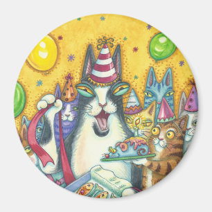 Hiss N' Fitz Cats BIRTHDAY MAGNET Round *Customise