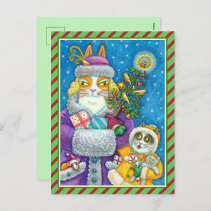 HISS N' FITZ CATS CHRISTMAS SHOPPING, FEATHER TREE HOLIDAY POSTCARD