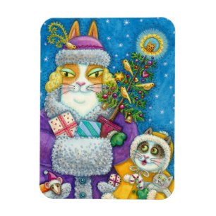 HISS N' FITZ CATS CHRISTMAS SHOPPING, FEATHER TREE MAGNET