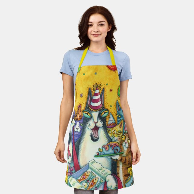 HISS N' FITZ CATS, KITTENS, MICE, FUNNY BIRTHDAY APRON (Worn)