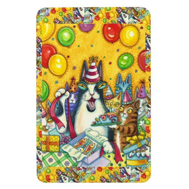 HISS N' FITZ CATS, KITTENS, MICE, FUNNY BIRTHDAY MAGNET (Vertical)