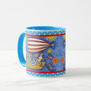 HISS N' FITZ CATS & MOUSE IN 4TH OF JULY ZEPPELIN MUG