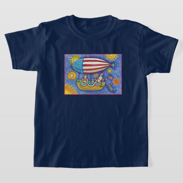 HISS N' FITZ CATS & MOUSE IN 4TH OF JULY ZEPPELIN T-Shirt (Laydown)