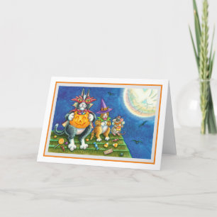 HISS N' FITZ CATS, TRICK OR TREAT FUNNY HALLOWEEN HOLIDAY CARD