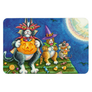 HISS N' FITZ CATS, TRICK OR TREAT FUNNY HALLOWEEN MAGNET