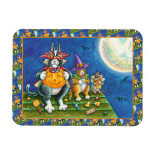 HISS N' FITZ CATS, TRICK OR TREAT FUNNY HALLOWEEN MAGNET