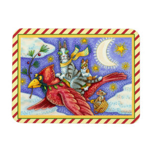 HISS N' FITZ FUNNY CATS, GIANT CHRISTMAS CARDINAL MAGNET