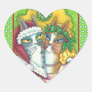 HISS N' FITZ KISSING CATS, SANTA CLAWS STICKERS