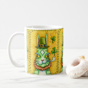 HISS N' FITZ LEPRECHAUN, ST. PADDY'S DAY FUNNY CAT COFFEE MUG