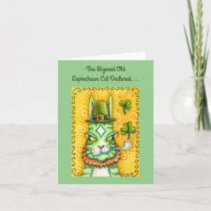 HISS N' FITZ LEPRECHAUN, ST. PADDY'S DAY FUNNY CAT HOLIDAY CARD
