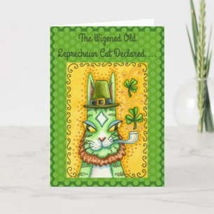 HISS N' FITZ LEPRECHAUN, ST. PADDY'S DAY FUNNY CAT HOLIDAY CARD
