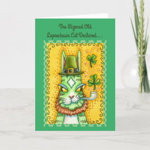 HISS N' FITZ LEPRECHAUN, ST. PADDY'S DAY FUNNY CAT HOLIDAY CARD