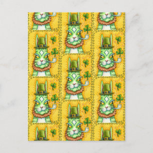 HISS N' FITZ LEPRECHAUN, ST. PADDY'S DAY FUNNY CAT POSTCARD