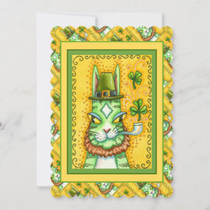 HISS N' FITZ LEPRECHAUN ST. PADDY'S FUNNY CAT Flat Holiday Card