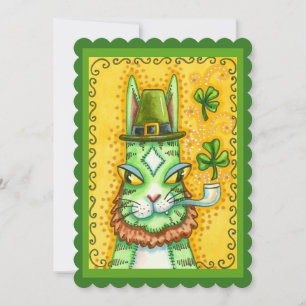 HISS N' FITZ LEPRECHAUN ST. PADDY'S FUNNY CAT Flat Holiday Card