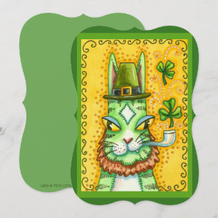 HISS N' FITZ LEPRECHAUN ST. PADDY'S FUNNY CAT Flat Holiday Card
