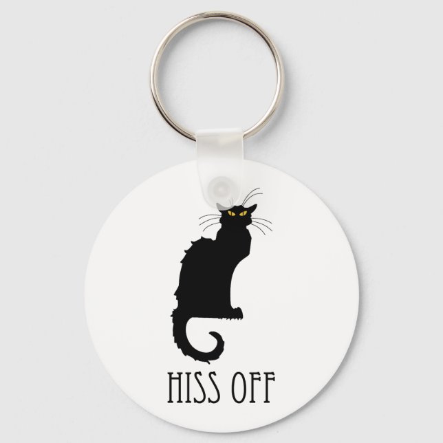 Hiss Off Cat Funny Key Ring (Front)