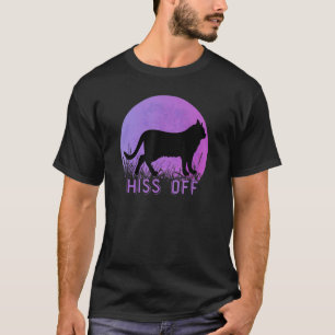 Hiss Off Meow Retro Sunset Style Black Kitty Cat T-Shirt