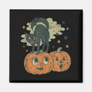 Hissing Black Cat Tee Retro Vintage Halloween Magnet