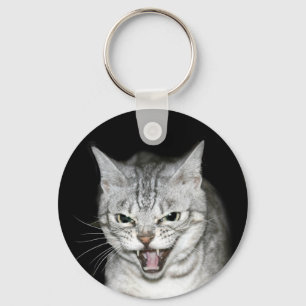 Hissing cat key ring