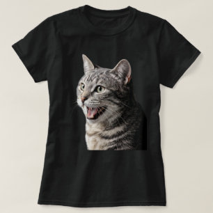 Hissing Tabby Cat Realistic Photo Art T-Shirt
