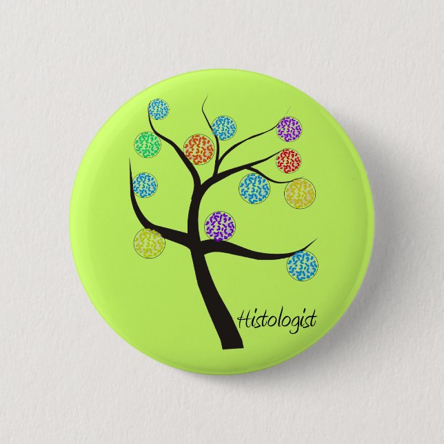 Histologist Tree Design Microscopic Cell Leaves 6 Cm Round Badge (Front)