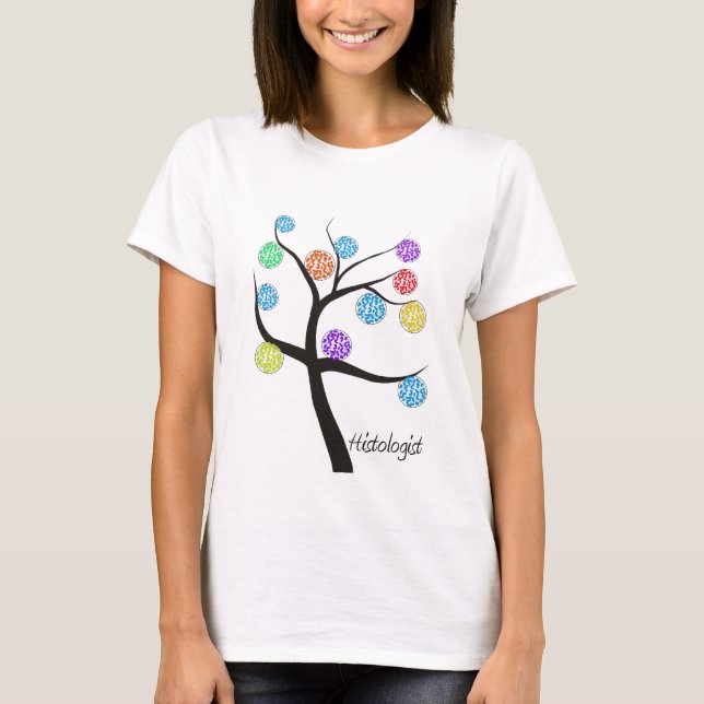 Histologist Tree Design Microscopic Cell Leaves T-Shirt (Front)