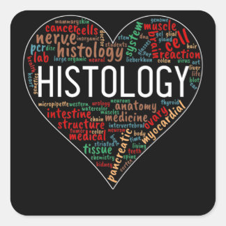 Histology Histotechnician Heart Words Text Definit Square Sticker