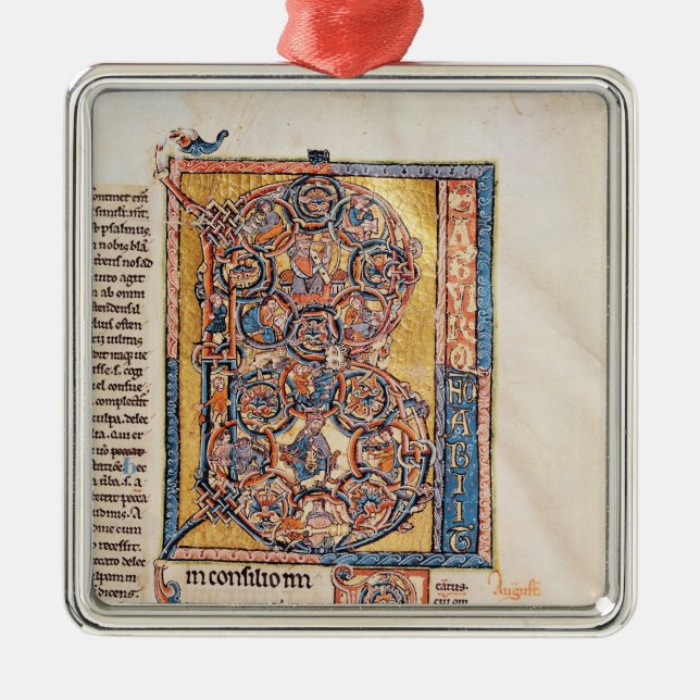 Historiated initial 'B' depicting King David Metal Tree Decoration (Front)
