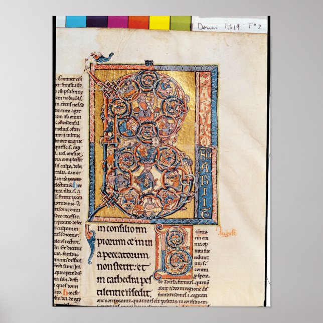 Historiated initial 'B' depicting King David Poster (Front)