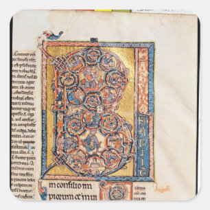 Historiated initial 'B' depicting King David Square Sticker