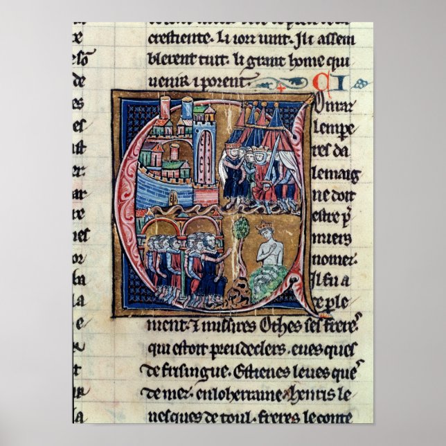 Historiated initial 'C' depicting Conrad III Poster (Front)