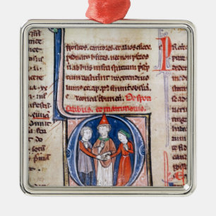 Historiated initial 'D' depicting a marriage Metal Ornament