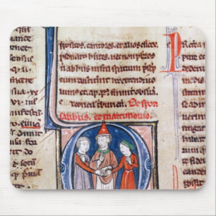 Historiated initial 'D' depicting a marriage Mouse Pad