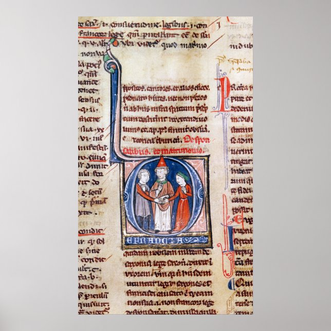 Historiated initial 'D' depicting a marriage Poster (Front)