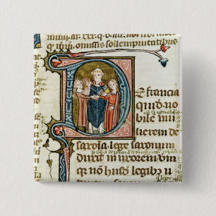 Historiated initial 'D' depicting a priest 15 Cm Square Badge