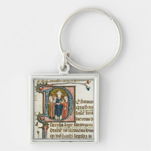 Historiated initial 'D' depicting a priest Key Ring