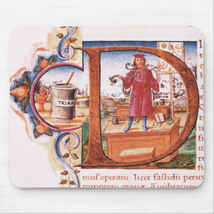 Historiated initial 'D' depicting an apothecary Mouse Pad