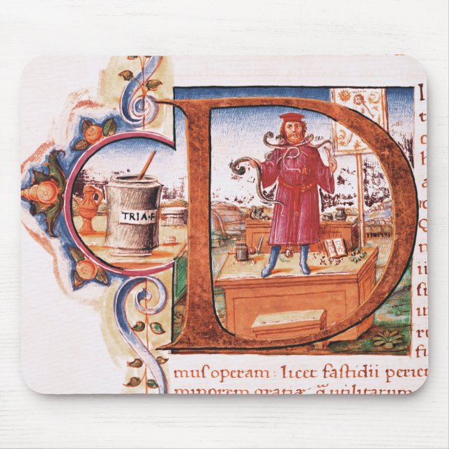 Historiated initial 'D' depicting an apothecary Mouse Pad (Front)