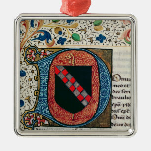 Historiated initial 'D' depicting coat of arms Metal Tree Decoration