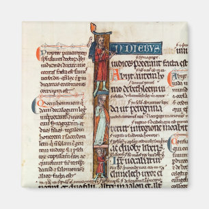 Historiated initial 'I' depicting Ruth Magnet