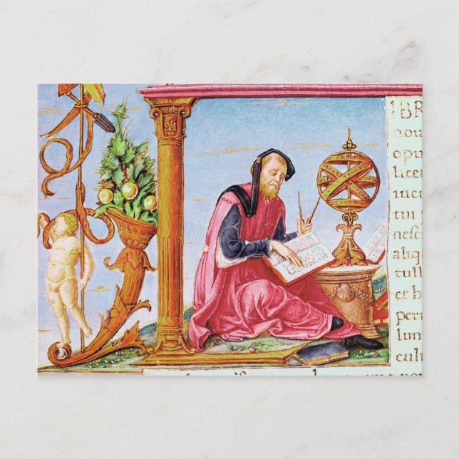 Historiated initial 'L' depicting Pliny the Postcard (Front)